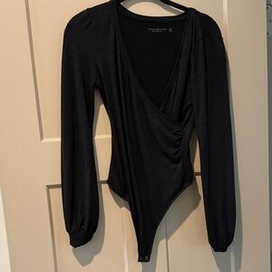 Abercrombie & Fitch Black Wrap Bodysuit